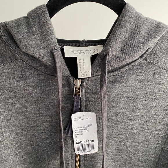 Forever 21 Charcoal Zip up with Hood - Picture 4 of 4